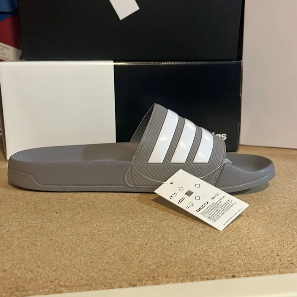 Adidas Adilette Shower Slides Sandals Shoes grey Pool B42212 new Mens Size 13